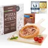 Dimono® Pizzastein und Pizzaschieber Set - Pizzaschaufel & Backstein, für Backofen und Gas-Grill, Cordierit Pizzaofen-Material 3-teiliges Set: Backstein, Pizzaschieber & Handbuch