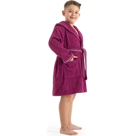 Bruno Banani Kinderbademantel BRUNO BANANI "Danny, Ideal für Zuhause, Schwimmbad oder im Urlaub" Gr. 104, beere, L:61cm, Walkfrottee, Hausmäntel, mit Logostreifen, aus 100% Baumwolle