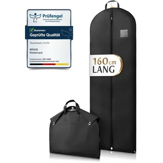Bruce. Bruce.® Kleidersack Lang 160x60 cm – Premium Kleiderhülle für Abendkleid, Robe & Trachten – 120 GSM Materialstärke – Atmungsaktive Schutzhülle für Reisen & Kleiderschrank