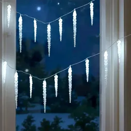 Spetebo LED Eiszapfen Lichterkette mit Batterie - Timer / 8 Funktionen - 20 LED kaltweiß