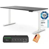 Ergotopia Desktopia Pro X Elektrisch höhenverstellbarer Schreibtisch, Ergonomischer Stehtisch für Büro oder Home Office (Schwarz, Gestell Weiß, 120 x 80 cm)