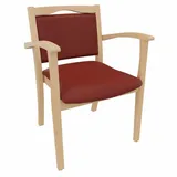 einrichtungsdesign24 Armlehnstuhl 4-Fußstuhl Holzstuhl mit Armlehnen Alexander Seniorenstuhl Esszimmer, Gestell aus Massivholz und stapelbar rot