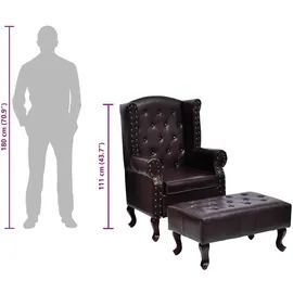 vidaXL Sessel mit Fußhocker Dunkelbraun Kunstleder