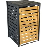 dobar Mülltonnenverkleidung 120 L, schwarz-braun, 67x69,5x112 cm