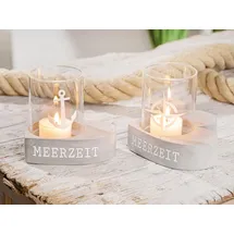 Gilde Windlicht Meerzeit Zement Grau