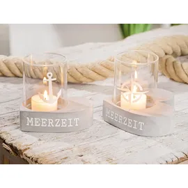 Gilde Windlicht Meerzeit Zement Grau
