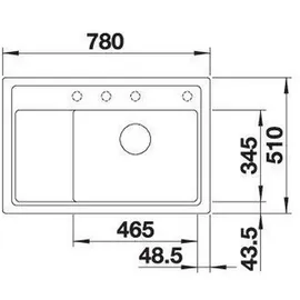 Blanco Zenar XL 6 S rechts Einbau von Oben anthrazit Drehknopfventil 780 x 510 mm