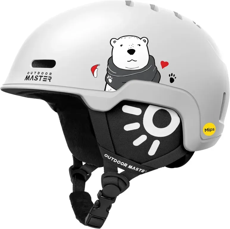 OutdoorMaster Reindeer MIPS Kinder-Skihelm für Jungen, Mädchen & Jugendliche Weiß XS