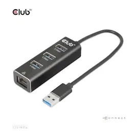 Club 3D CSV-1430A USB 3.2 Gen1 Typ-A, 3 Ports Hub mit Gigabit Ethernet