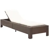 Sonnenliege mit Auflage Braun Poly Rattan