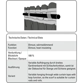 GARDINIA Schal mit Gardinenband, Dimout-Vorhang/Gardine, Blickdicht, Verdunkelnd, Beere, 140 x 245 cm, ENERGIESPAREN