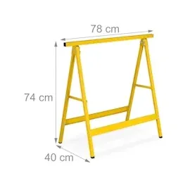 Relaxdays Arbeitsbock 2er Set, klappbar, 100 kg, HBT: 74 x 78 x 40 cm, Allzweckbock Werkstatt, Tapezieren, Malern, gelb