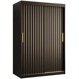 abiks möbel Schwebetürenschrank RIFLO WAVE 120 x 200 x 62 cm Schwarz