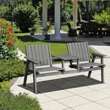 Gartenbank Mit Tisch Sitzgruppe Gartenmöbel Mit Regenschirmloch 2 Stühle Aus Massivem Holz Grau 152 X 70 X 83 Cm Für Terrasse Und Garten