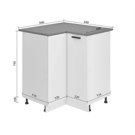 Belini Eckschrank 90 x 82 x 90 cm Silber
