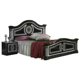Xlmoebel Schlafzimmer-Set Bett mit Nachttischen im antiken Stil Schwarz gemustert, (3-tlg., Bett + 2x Nachttische), Hergestellt in Europa schwarz