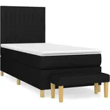 vidaXL Boxspringbett mit Matratze Schwarz 100x200 cm Stoff - Schwarz