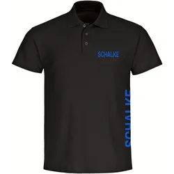 multifanshop Poloshirt - Schalke - Brust & Seite - Druck blau - Polo