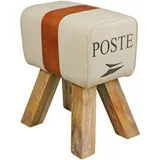 KADIMA DESIGN Sitzhocker Canzas Baumwollgewebe/Ziegenleder 40 x 47 x 30 cm Beige/Braun