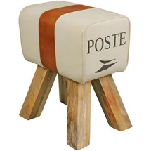 KADIMA DESIGN Sitzhocker Canzas Baumwollgewebe/Ziegenleder 40 x 47 x 30 cm Beige/Braun