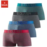 s.Oliver Hipster Packung, 4 Stk., knapp sitzende Boxershorts für Herren aus Baumwoll-Mix Gr. S - 4 Stk., grau-schwarz-gestreift / grün-grau-gestreift / blau-grau-gestreift / rot-grau-gestreift, , 450625-S 4 Stk.