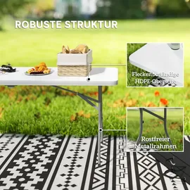 Outsunny Gartentisch Klappbar 180 x 74 x 74 cm Weiß