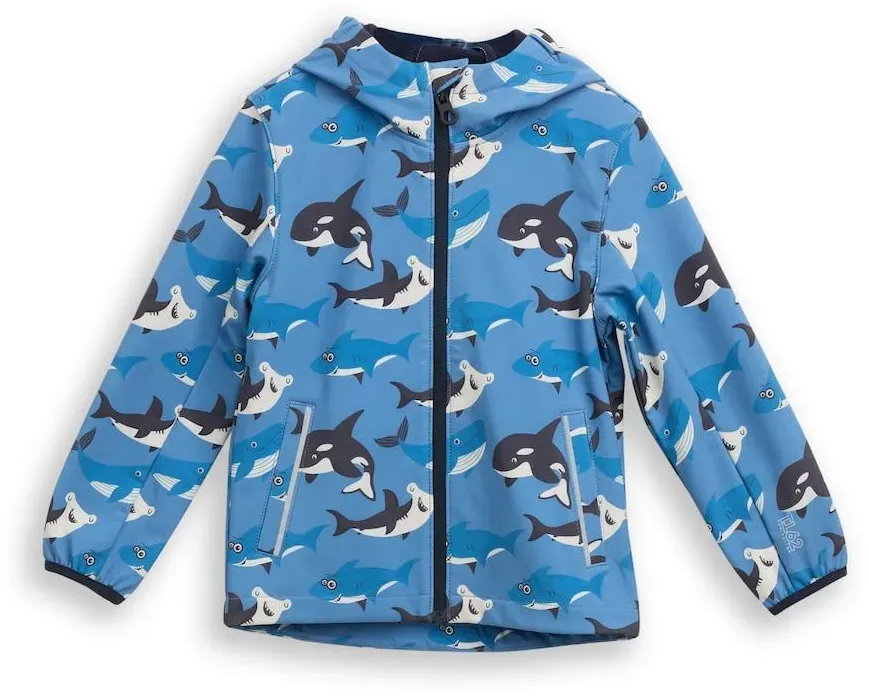 TOM TAILOR Jungen Softshell Jacke mit wasserabweisender Funktion, blau, Gemustert, Gr. 116/122