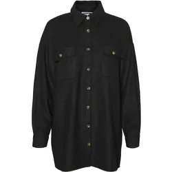 Noisy May Damen Longshirt Hemd NMFLANNY L/S LONG SHACKET Schwarz S