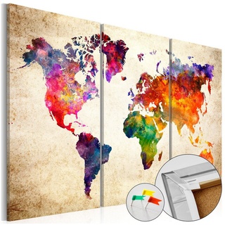 Artgeist Pinnwand Corkboard Map in Watercolor beige 60,00 cm x 40,00 cm