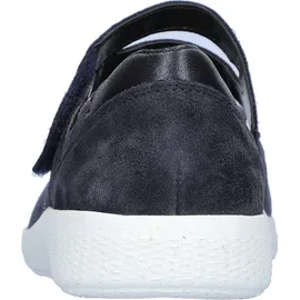 WALDLÄUFER Riemchenballerina WALDLÄUFER "K-IRA Soft", Damen, Gr. 7 (40,5), dunkelblau, Nubukleder, Textil, Veloursleder, unifarben, Schuhe Riemchenballerina, Schlupfschuh mit Klettriegel, Bequemschuh, K-Weite