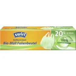 Swirl® Bio-Müll Folienbeutel 4006508970391 , 1 Karton = 16 x 6 Beutel = 96 Beutel mit Tragegriff, 20 l