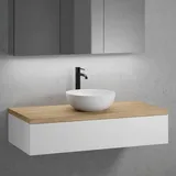 neoro n50 Unterschrank B: 120 cm mit 1 Auszug, Waschtisch Ø 40 cm weiß matt, B: 120.5 ohne Lochbohrung BN0064WM+BN0414WM+BN0404W1