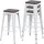 Mendler 4er-Set Barhocker  Holz-Sitzfläche Metall Industriedesign stapelbar Weiß
