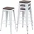 Mendler 4er-Set Barhocker  Holz-Sitzfläche Metall Industriedesign stapelbar Weiß