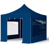 TOOLPORT Faltzelt Professional 3x3 m - mit 4 Seitenteilen (Panoramafenster) Faltpavillon ALU Pavillon Partyzelt blau