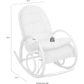 Home Affaire Schaukelstuhl HOME AFFAIRE, weiß, B:60cm H:100cm T:116cm, Rattan, Stühle, Schaukelstuhl
