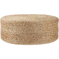 Tectake Handgefertigter Beige, rund, 58x22x58 cm, Wohnzimmer, Hocker, Poufs
