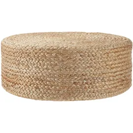 Tectake Handgefertigter Beige, rund, 58x22x58 cm, Wohnzimmer, Hocker, Poufs