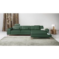 BULLHOFF Ecksofa Ledersofa Ecksofa Designsofa Couch L-Form LED Sofa grün MÜNCHEN III grün