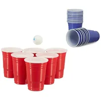 Relaxdays 200 x Beer Pong Becher Weiß,Blau,Rot