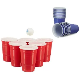 Relaxdays 200 x Beer Pong Becher Weiß,Blau,Rot