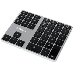 LogiLink Keypad Bluetooth in Spacegrau mit 35 Tasten, kabelloser Ziffernblock