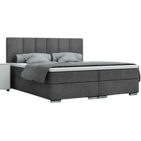 FURMEB24 - LIVIO 120 x 200 cm- Boxspringbett mit zwei Bettkästen - Polsterbett mit Holzrahmen - Doppelbett mit hohem Kopfteil - Monolith - Grau