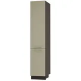 Feldmann-Wohnen Apothekerschrank Kvantum (Türscharniere mit Soft-Close-Funktion, 1 Schublade mit Metallkorb, 1-St., Fronten mit dekorativen Fräsungen und leicht abgerundeten Ecken) 40x59x207cm lava - vanille (Q-2D14K/40/kargo) gelb