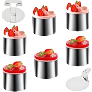 Lonimia 6 Stück Mousse Ringe Dessertring Set,Dessertringe und Speiseringe,Lebensmittel Ringe,Tortenring Kleine,für Kuchen Salate Schokoladenmousse 8.8x8.8x3.6 cm