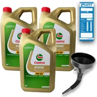 3x 5 Liter CASTROL Edge Motoröl LL 5W-30 Longlife Titanium 5W 30 VW + Trichter