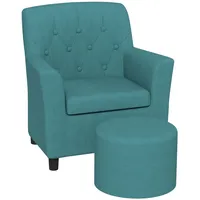 aiyaplay Kindersessel mit Fußhocker Leinentoptik Blau 45 x 43 x 50,5 cm