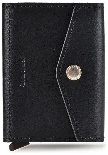 Secrid Enveloppe Geldbörse RFID Schutz Leder 10 cm  schwarz