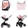 Chipolino Kinderwagen Aura 3 in 1, Autositz, Babywanne, Wickeltasche, bis 22 kg pink