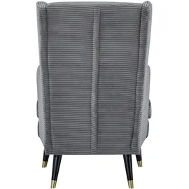 Home Affaire Ohrensessel HOME AFFAIRE "ZILLER, TV-Sessel, frei im Raum stellbar, in Cord und Samtvelours", grau, B:70cm H:105cm T:91cm, Holzgestell, Schaum-Polsterung, Holzbeine und pflegeleichter Bezug, Sessel, Ohrensessel, Holzfüsse mit dekorativen Metallhülsen,
